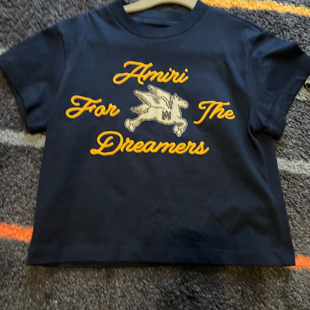 AMIRI Kids Navy and Yellow Graphic Tee